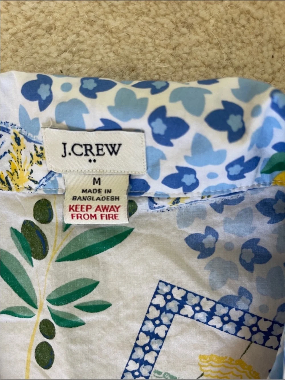 NWOT J. Crew Blue, Yellow & White Lemon Tile Print Short Pajama Set